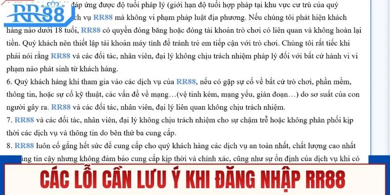 Các lỗi cần lưu ý khi đăng nhập RR88 