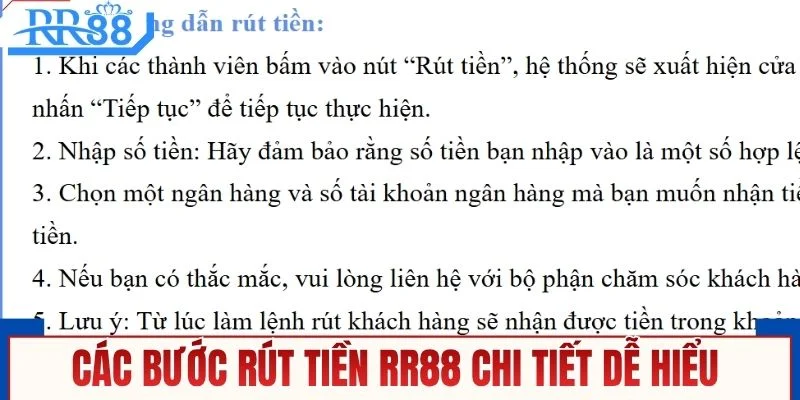 Trình tự các bước rút tiền RR88 dễ hiểu 
